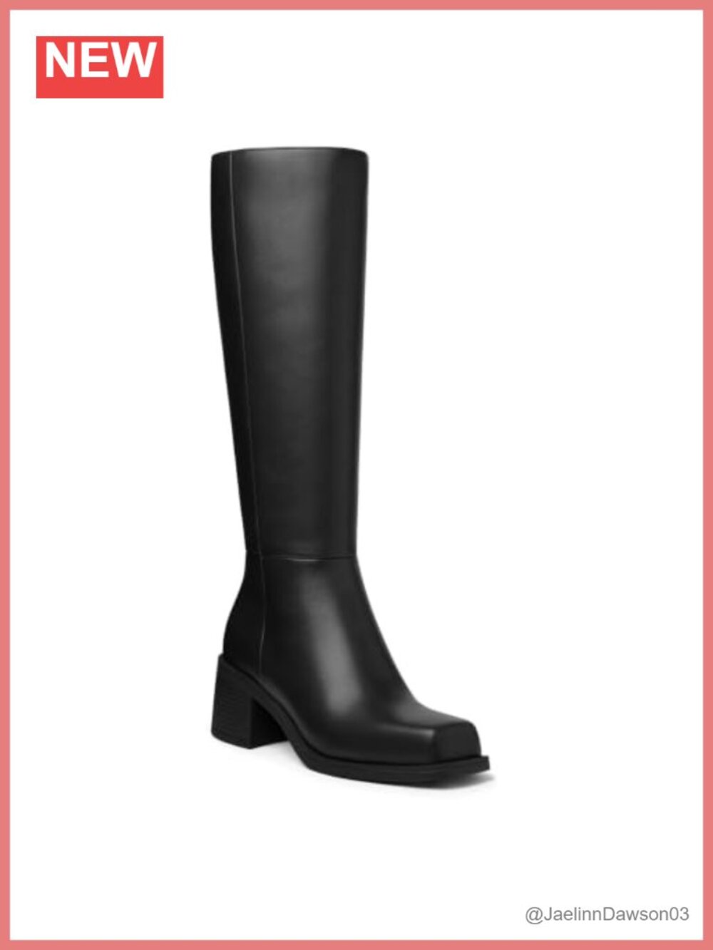 Wide Calf Knee High Boots Square Toe Chunky Block Heel